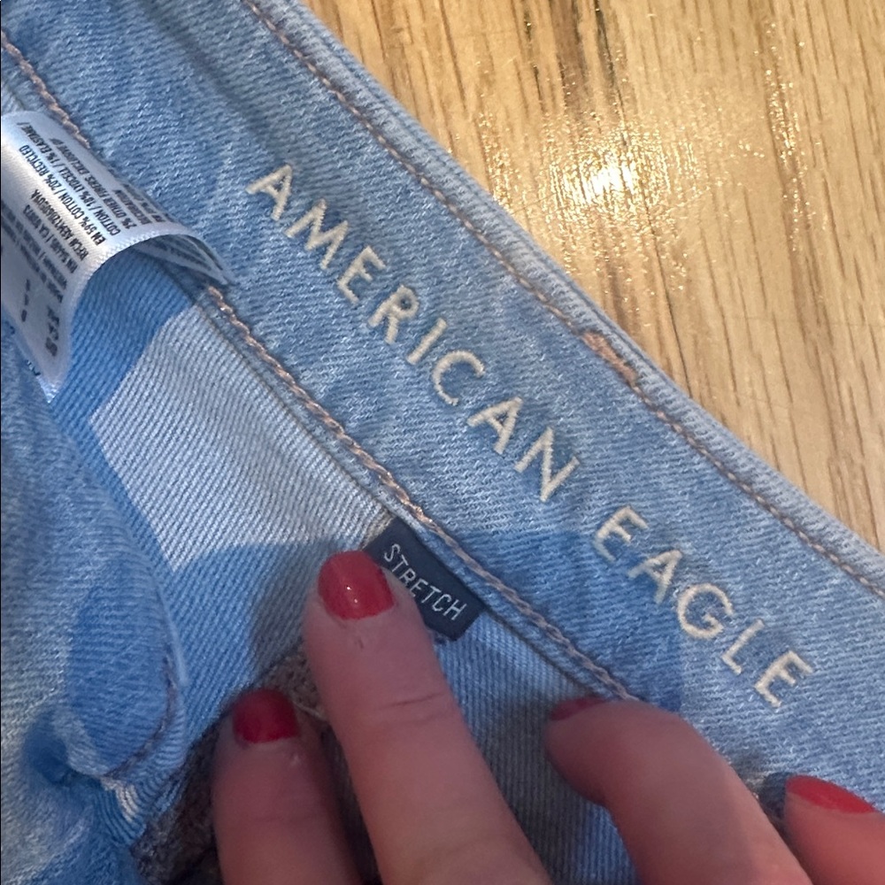 American Eagle Dreamy Drape Stretch Curvy Super High-Waisted Baggy Wide-Leg Jean - Picture 7 of 10